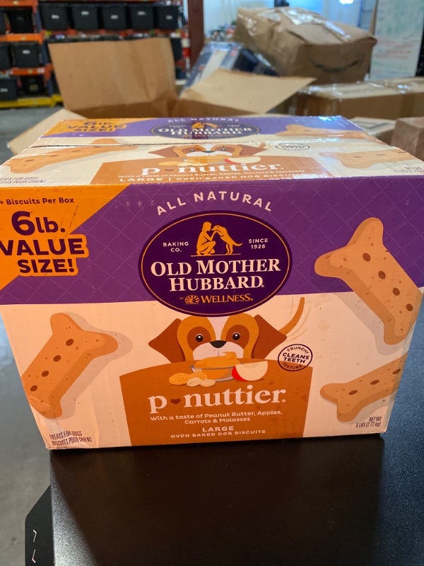 Photo 2 of Old Mother Hubbard by Wellness Classic P-Nuttier Value Box Natural Dog Treats, Crunchy Oven-Baked Biscuits, Ideal for Training, Large Size, 6 pound box Large Biscuits Peanut Butter,Apple,Carrot,Molasses 6 Pound (Pack of 1)