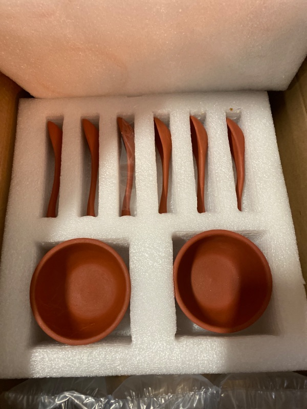 Photo 2 of KLEO – Clay Bowl Red Soup Bowls – Set of 12 (6 Bowls & 6 Spoons)
