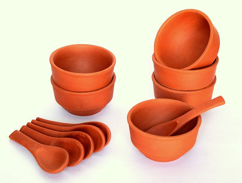 Photo 1 of KLEO – Clay Bowl Red Soup Bowls – Set of 12 (6 Bowls & 6 Spoons)
