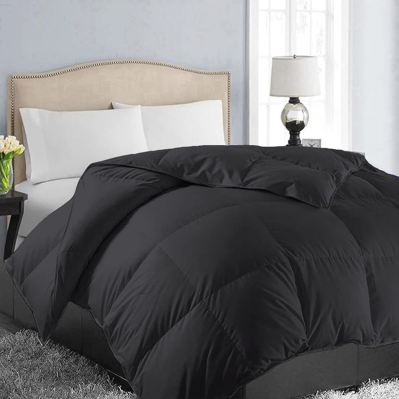 Photo 1 of All Season Full Size Soft Quilted Down Alternative Comforter Reversible Duvet Insert with Corner Tabs,Winter Summer Warm Fluffy,Black,82x86 inches