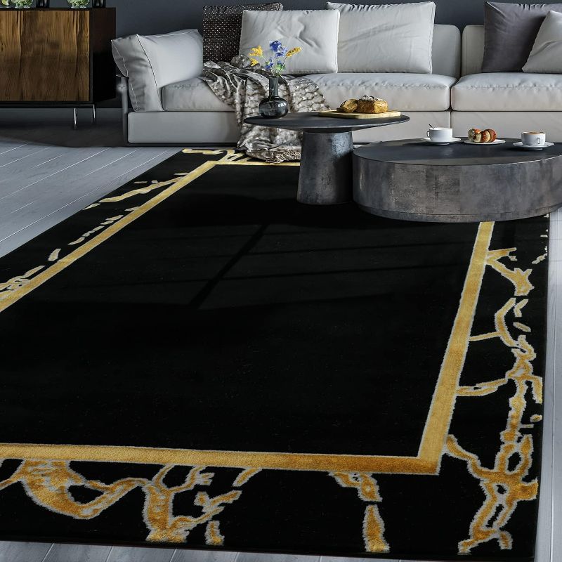 Photo 1 of Antep Rugs Babil Gold 2x10 Marble Bordered Modern Indoor Area Rug