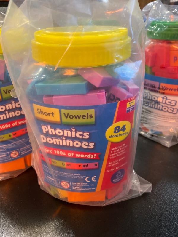 Photo 2 of Educational Insights Phonics Dominoes – Short Vowels - Manipulative for Classroom & Home, Set of 84 Dominoes in 6 Colors, Ages 6+