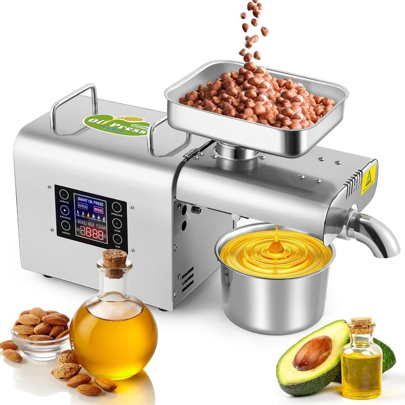 Photo 1 of Luzrise 1500W Oil Press Machine Organic Oil Maker Auto Oil Extractor Expeller (LCD Touch Screen, Cold& Hot Press, Intelligent Control, 6 Levels of Temp, 16.5LBS/H for Coconut, Avocado, Black Seed)

