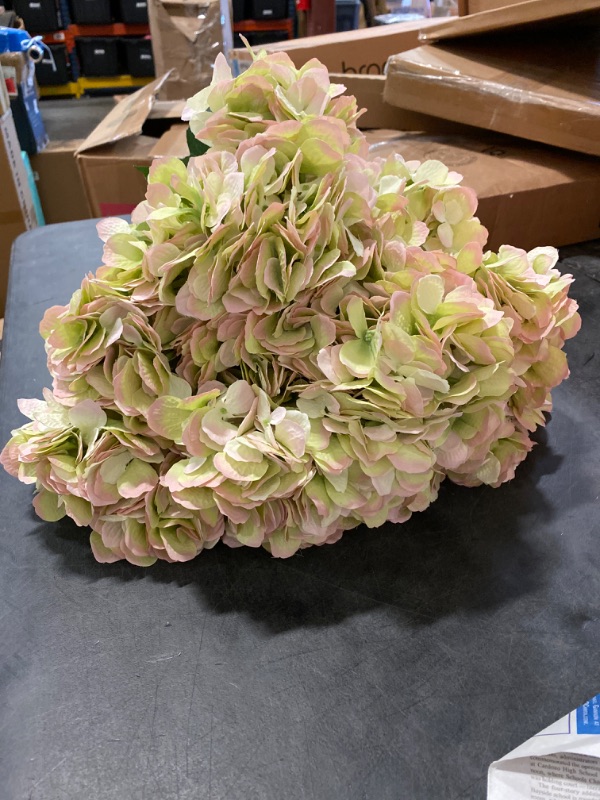 Photo 2 of Hydrangea Bushes 3 Full Bloom Silk Flower Heads Pretty Hydrangea Flower Color Gradient Artificial Flowers Perfect for Home, Office, Events, Weddings Decoration-Pack of 1