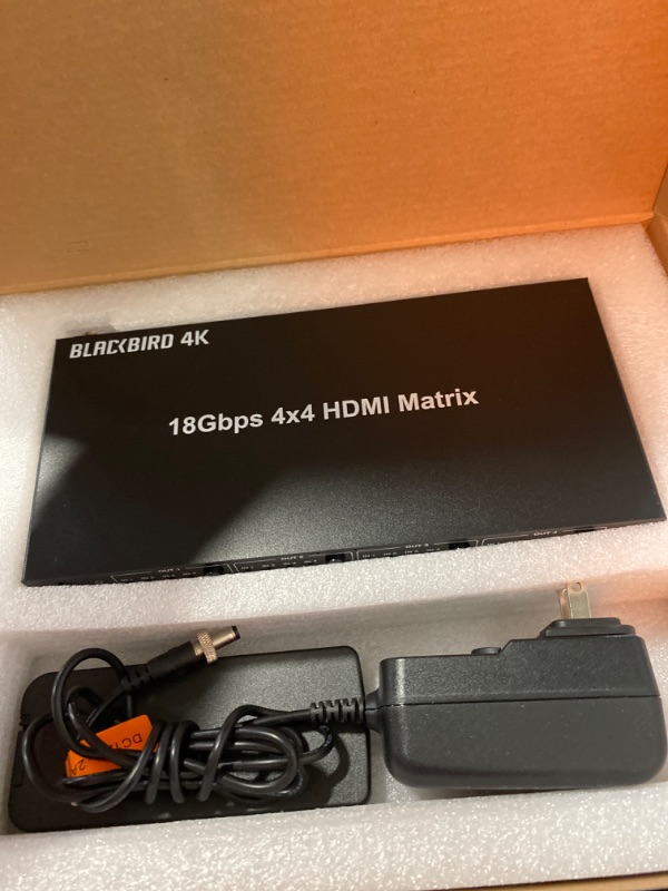 Photo 2 of Monoprice Blackbird 4K 4x4 HDMI Matrix, 18G, 4K@60Hz, YCbCr 4:4:4, EDID, 4K to 1080p Downscaler, IR, HDR, HDR10, HDR10+