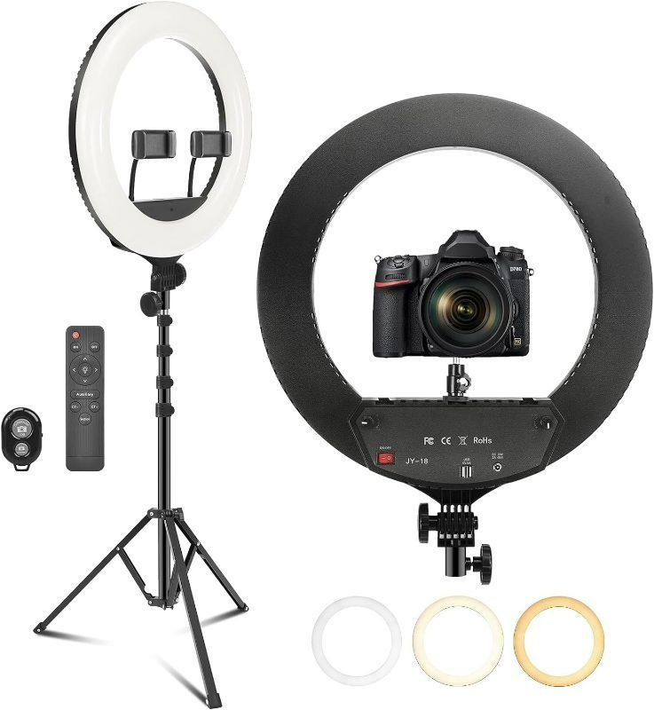 Photo 1 of PEHESHE10 inch Selfie Ring Light with 63 inch Tripod with 3 Colors and 10 Brightness Levels for Make-up, Live Streaming, YouTube, Tiktok, vlog and Photography

