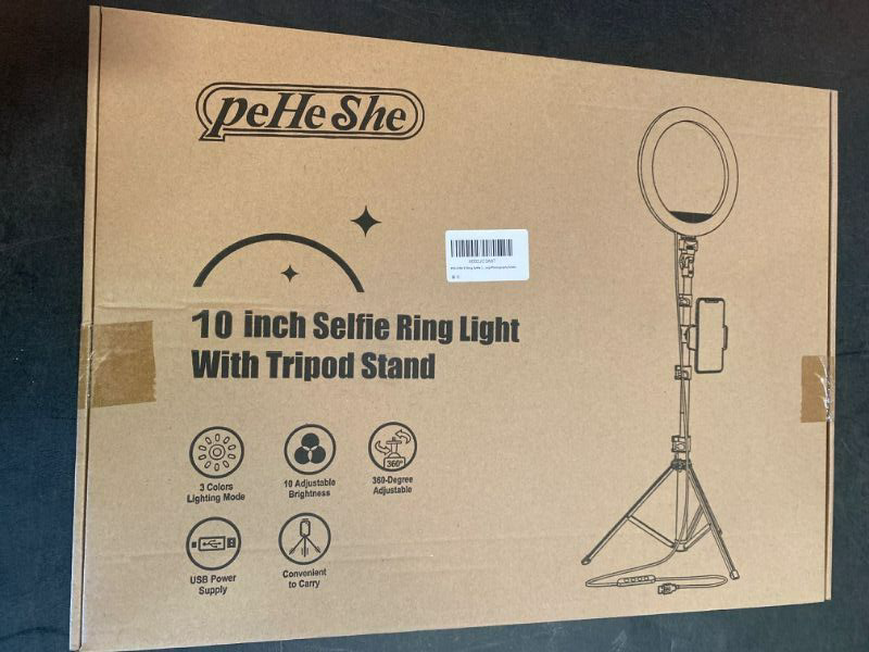 Photo 3 of PEHESHE10 inch Selfie Ring Light with 63 inch Tripod with 3 Colors and 10 Brightness Levels for Make-up, Live Streaming, YouTube, Tiktok, vlog and Photography
