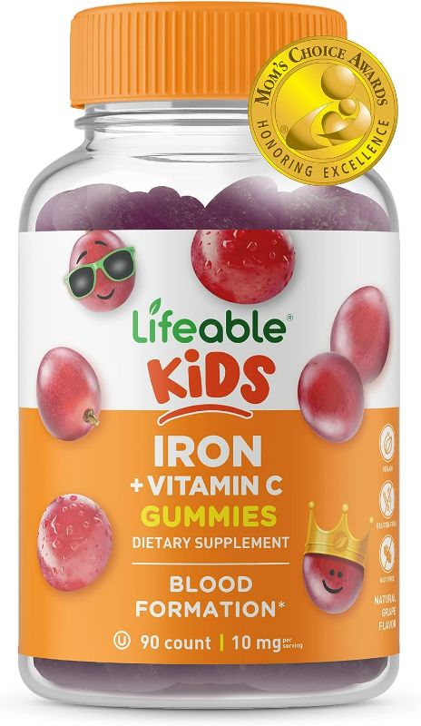 Photo 1 of Lifeable Iron for Kids – with Vitamin C – 10 mg – Great Tasting Natural Flavor Gummy Supplement – Gluten Free Vegetarian GMO-Free Chewable – for Iron Deficiency – for Children – 90 Gummies

