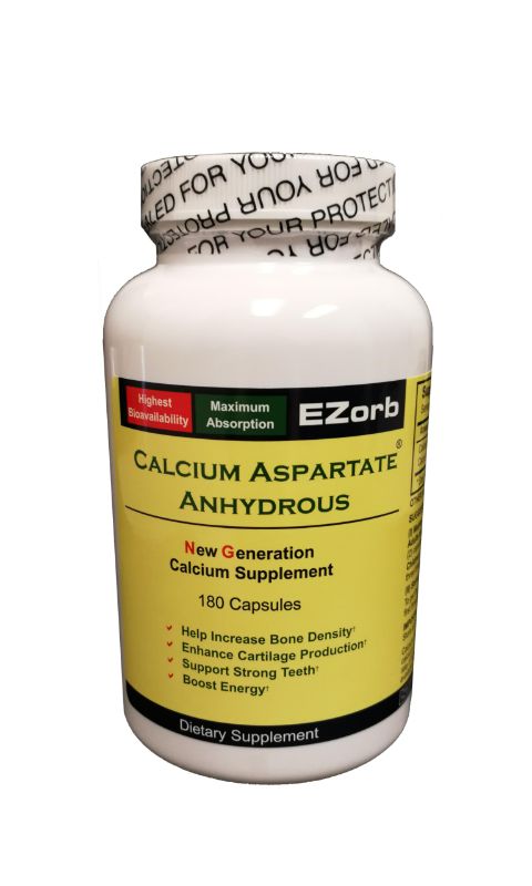Photo 1 of Ezorb Calcium Aspartate Anhydrous Capsules for Bone, Joint, Muscle Health (180 Caps)