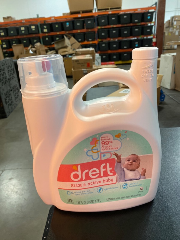 Photo 2 of Dreft Stage 2: Active Baby Liquid Laundry Detergent, 89 Loads, 128 Fl Oz, Helps Remove 99% Of Baby Food Stains