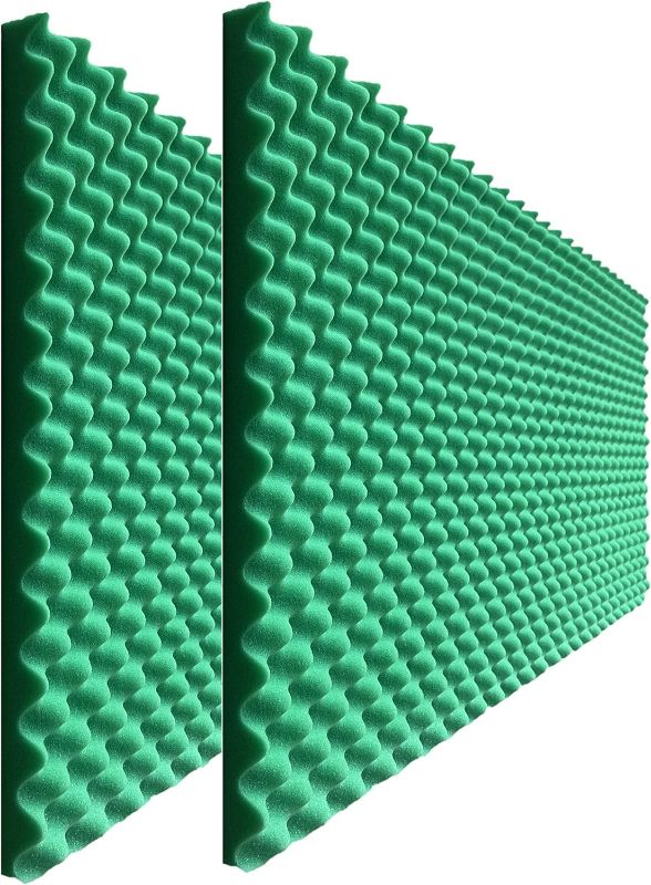 Photo 1 of YDHTDLHC 2 Pack Acoustic foam panels 24" X 48" X 2" egg crate foam pad sound proof foam panels studio foam wall panels noise dampening foam wedges decoration tiles for office, home or theater - Green
