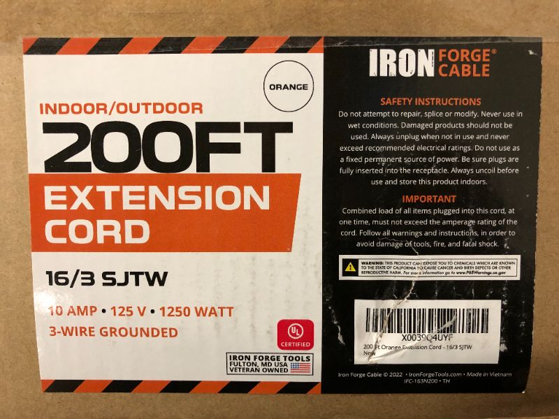 Photo 1 of Power Extension Cord - 200 ft Outdoor & Indoor Heavy Duty 