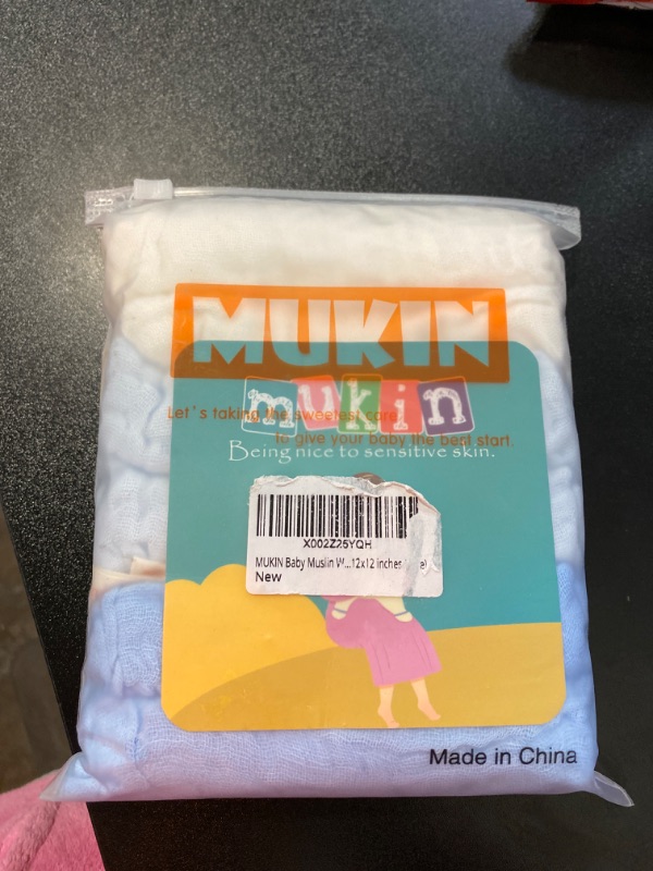 Photo 2 of MUKIN Baby Washcloths - Soft Face Cloths for Newborn, Absorbent Bath Wipes, Burp Cloths or Towels, Baby Registry as Shower. Pack of 6-12x12 inches (Blue)
