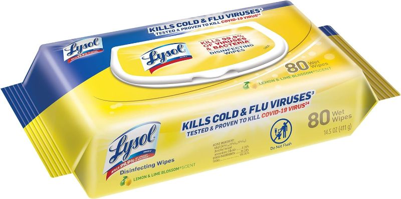 Photo 1 of Lysol Disinfectant Handi-Pack Wipes, Multi-Surface Antibacterial Cleaning Wipes, For Disinfecting and Cleaning, Lemon and Lime Blossom, 320 Count (Pack of 4)
