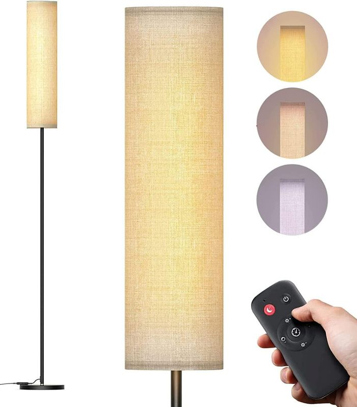 Photo 1 of Lithomy Floor Lamp,4 Color Temperature Modern LED Standing Lamp,Stepless Dimmer Remote Control Floor Lamps for Living Room/Bedroom/Office,3000k-7000k Elegant Tall Lamps with Linen Lamp Shade,Timmer
