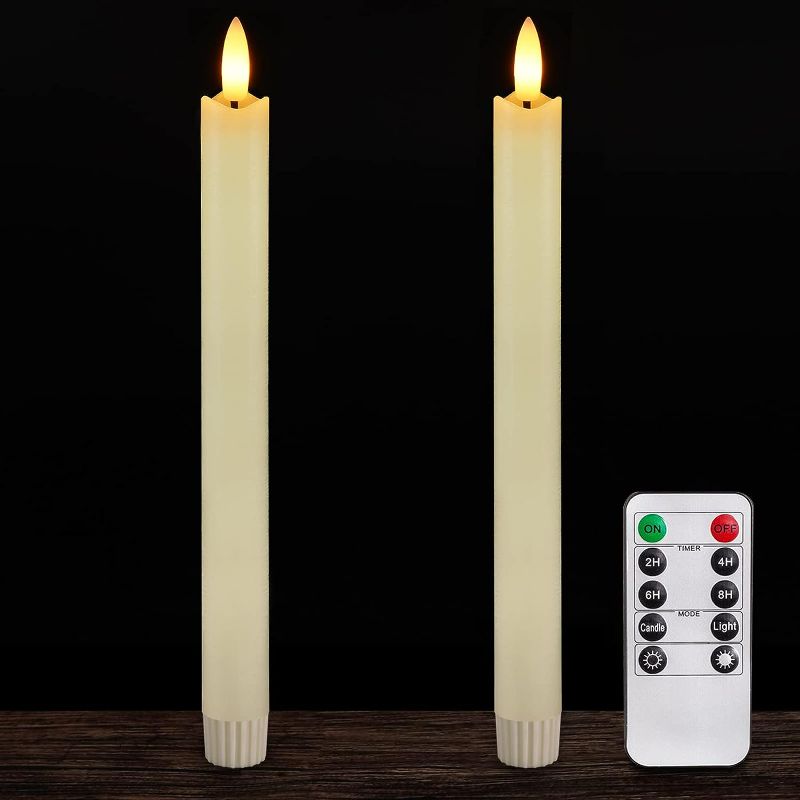 Photo 1 of 2 PIECES 10 "FLAMELESS LED TAPER CANDLES WITH REMOTE