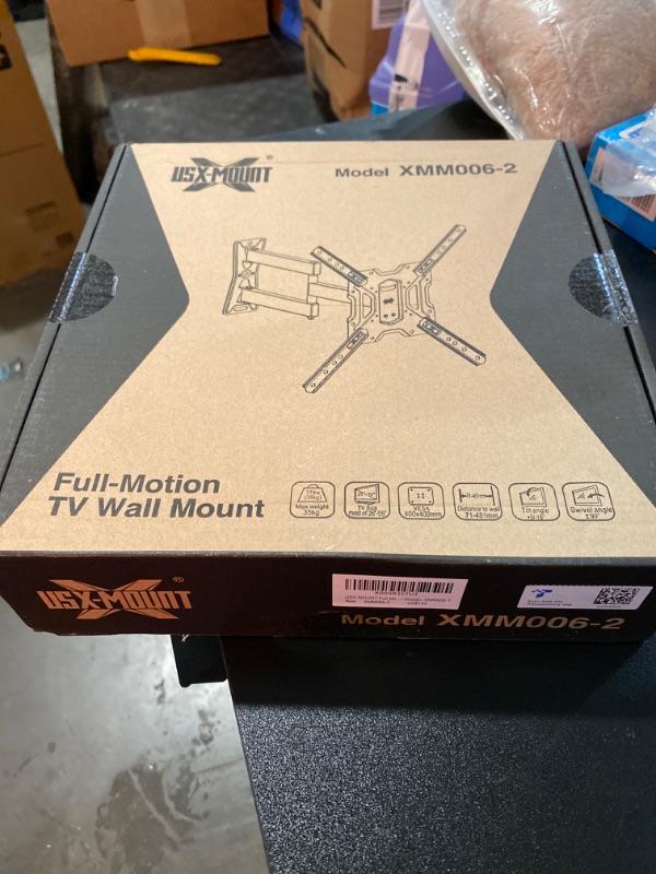 Photo 2 of USX Mount Full Motion TV Mount, Swivel Articulating Tilt TV Wall Mount for 26-55" LED, OLED, 4K TVs, TV Bracket Wall Mount with VESA 400x400mm Up to 77lbs, Perfect Center Design -XMM006-1
