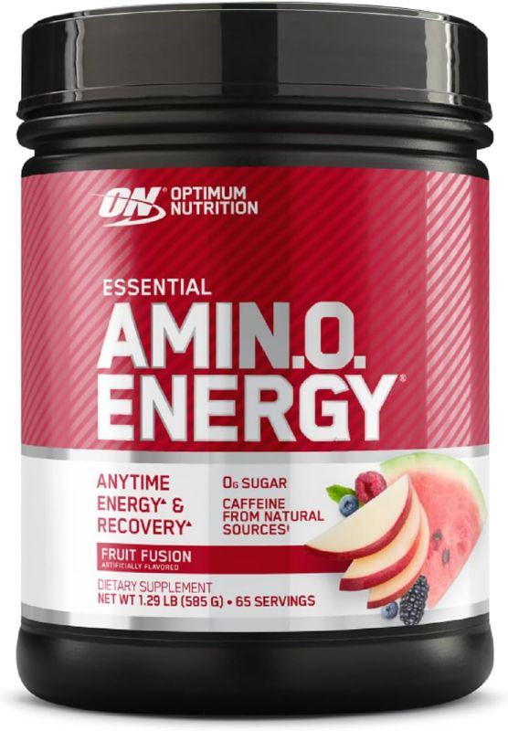 Photo 1 of Optimum Nutrition Amino Energy - Pre Workout with Green Tea, BCAA, Amino Acids, Keto Friendly, Green Coffee Extract, Energy Powder - Fruit Fusion, 65 Servings (Packaging May Vary) Fruit Fusion 65 Servings (Pack of 1)