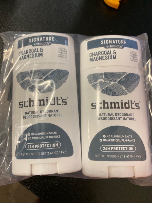 Photo 2 of 2 PACK Schmidt's Aluminum Free Natural Deodorant for Women and Men, Charcoal and Magnesium with 24 Hour Odor Protection, Certified Natural, Vegan, Cruelty Free, 2.65 oz