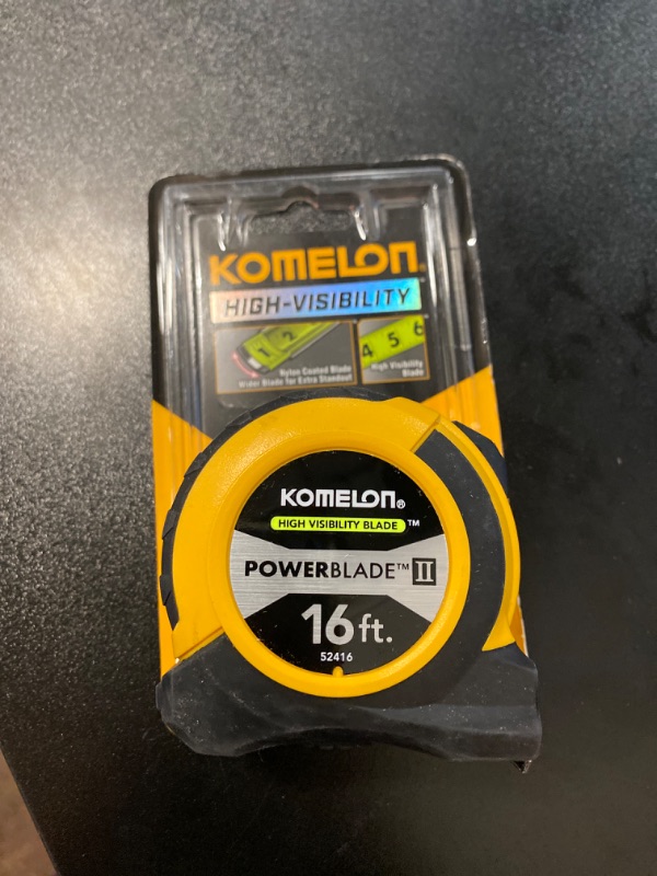 Photo 2 of Komelon 52416; 16' x 1.06" Powerblade II Tape Measure, ABS Case, Yellow/Black, Small Yellow / Black 16 FT