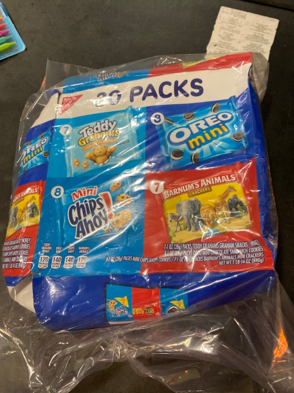 Photo 2 of Nabisco Team Favorites Variety Pack, OREO Mini, CHIPS AHOY! Mini, Teddy Grahams Honey & Barnum's Animal Crackers, 30 Snack Packs 1 Ounce (Pack of 30)