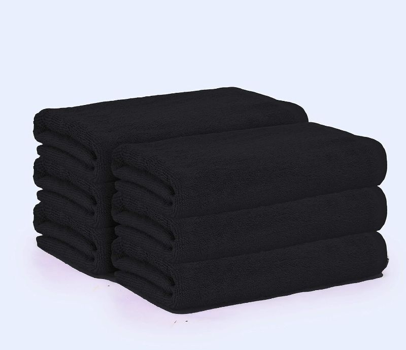 Photo 1 of GLAMBURG 100% Cotton 6 Pack Bath Towel Set, Ultra Soft Bath Towels  28X16", Towels for Gym Yoga Pool Spa, Quick Drying & Highly Absorbent - Black
 28X16"