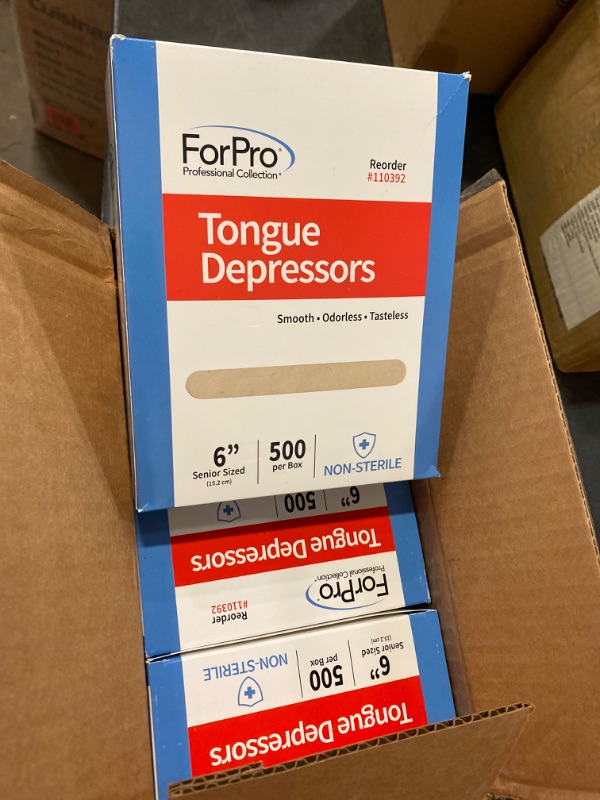 Photo 2 of ForPro Senior Tongue Depressors, Large Wax Applicators, Wood Craft Sticks, 6” Senior Sized, Non-Sterile, 500-Count (Pack of 3)
