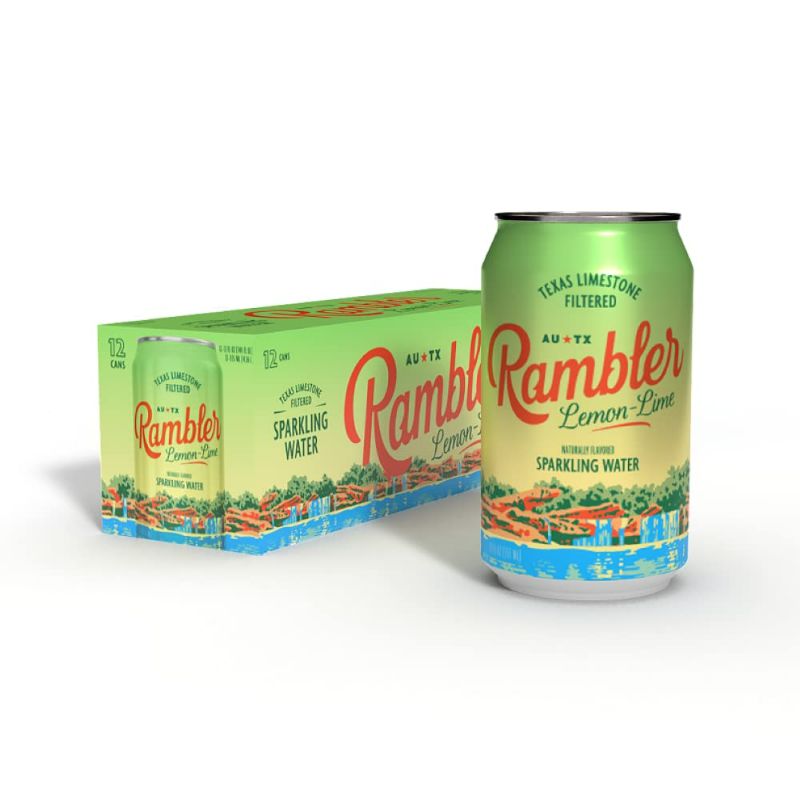 Photo 1 of AUTX RAMBLER Lemon-Lime Sparkling Water, 8Pack, 12oz Cans, Texas Limestone Filtered Sparkling Water