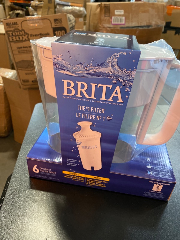 Photo 2 of Brita Small 6 Cup Water Filter Pitcher with 1 Standard Filter, BPA Free - Metro, White