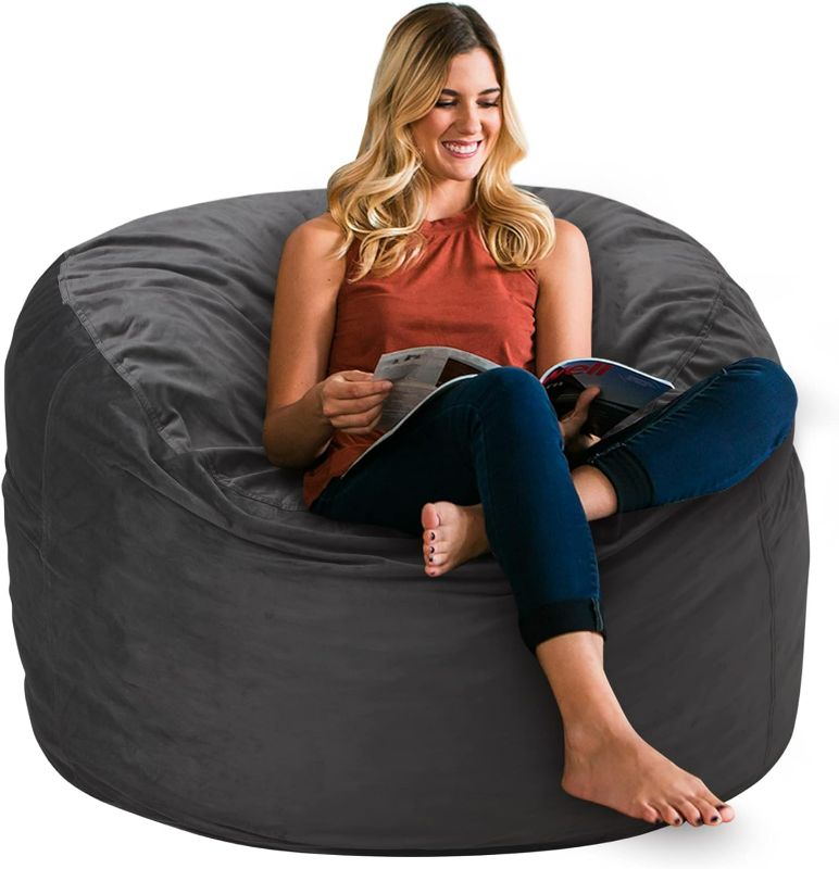 Photo 1 of HABUTWAY Bean Bag Chair Luxurious Velvet Ultra Soft Fur with High-Rebound Memory Foam for Adults Plush Lazy Sofa with Fluffy Removable Sponge (BLACK)
