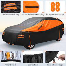 Photo 1 of NEVERLAND Full Car Cover Waterproof All Weather Outdoor Storage, Universal Car Covers with Cotton Lining Black for Automobiles with Straps for Windproof Dustproof 