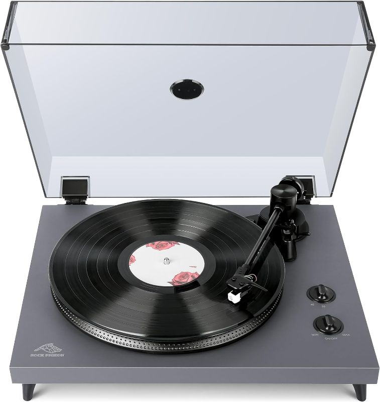 Photo 1 of 1 BY ONE Rock Pigeon Record Player, Turntable with Built-in Speakers, Adjustable Counterweight, T-3600L Stylus, Built-in Amplifier, 
