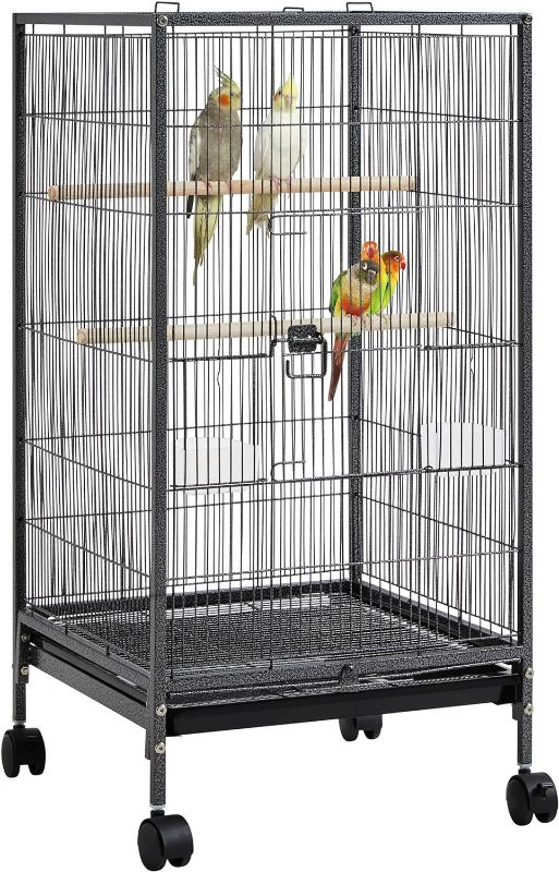 Photo 1 of Yaheetech 40 Inch Wrought Iron Bird Cage Open-Top Parrot Cage with Rolling Stand for Parakeets Cockatiels Budgies Parrotlets Lovebirds Canary Small-Sized Birds Parrots
