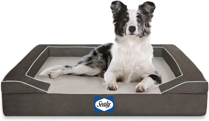 Photo 1 of 
Sealy Lux Pet Dog Bed | Quad Layer Technology with Memory Foam, Orthopedic Foam, and Cooling Energy Gel. Machine Washable Cover. Medium, Modern Gray