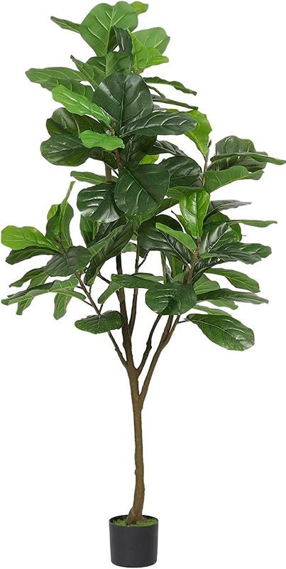 Photo 1 of 
VIAGDO Artificial Fiddle Leaf Fig Tree 6ft Tall 86 Decorative Faux Fiddle Leaves Fake Fig Silk Tree in Pot Artificial Tree for Home Office Living Room...
Color:6ft-86leaves