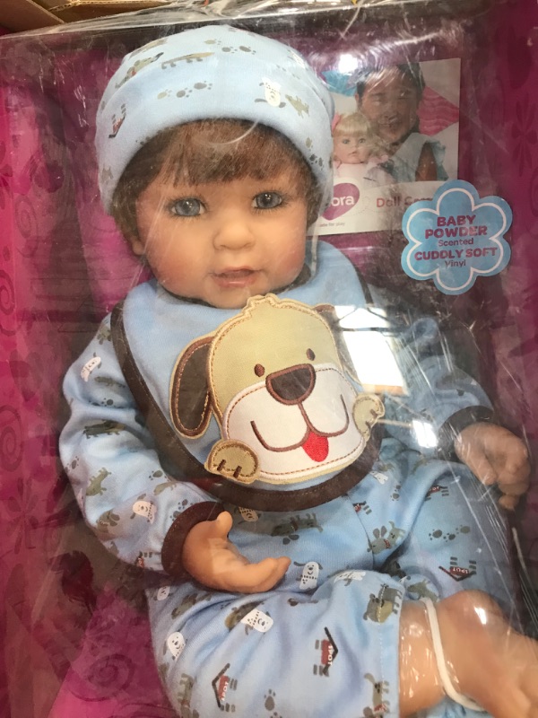 Photo 2 of Adora Realistic Baby Doll Woof! Toddler - 20 inch, Soft CuddleMe Vinyl, Red Hair, Blue Eyes ToddlerTime Doll WOOF!