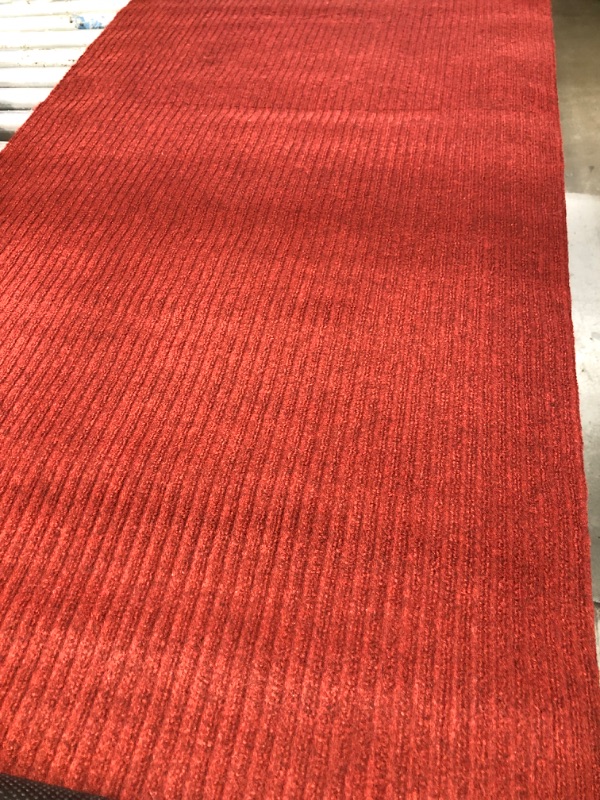 Photo 1 of 2'8"X10' Wool Dark Red Indoor Solid Runner