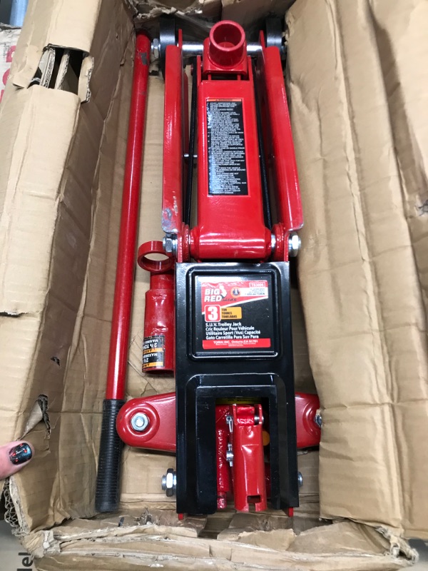 Photo 2 of BIG RED T83006 Torin Hydraulic Trolley Service/Floor Jack with Extra Saddle (Fits: SUVs and Extended Height Trucks): 3 Ton (6,000 lb) Capacity, Red