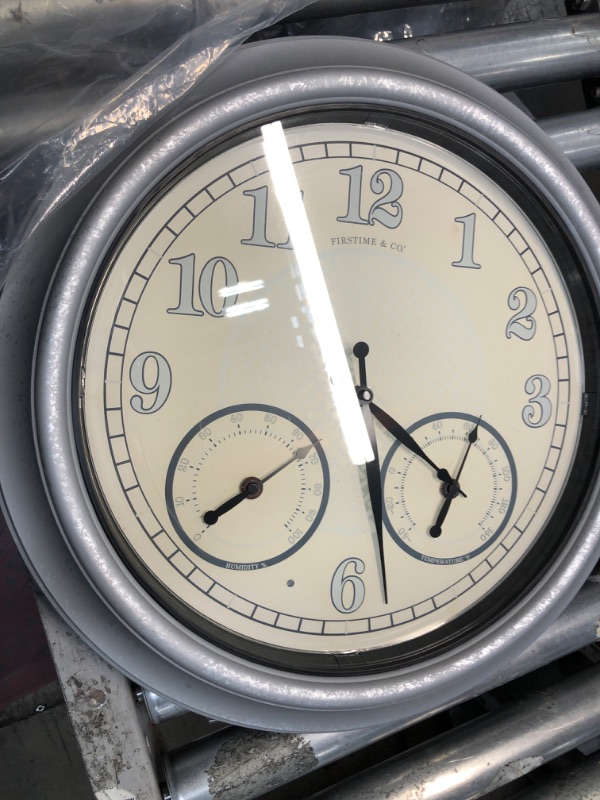 Photo 2 of **** USED **** *** BOTH MAIN ARMS ARE BROKEN PARTS ONLY ***
FirsTime & Co. Radiant LED Outdoor Clock, 18", Galvanized Silver