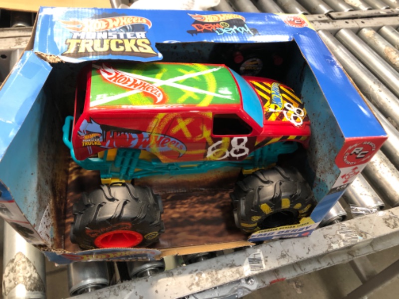 Photo 2 of ?Hot Wheels RC Monster Trucks 1:15 Scale HW Demo Derby, 1 Remote-Control Toy Truck with Terrain Action Tires, Toy for Kids 4 Years Old & Older HW DEMO DERBY RC