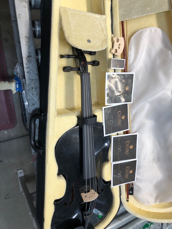 Photo 2 of **** USED *** 
Mendini 16-Inch MA-Black Solid Wood Viola with Case, Bow, Rosin, Bridge and Strings 16-in. Black