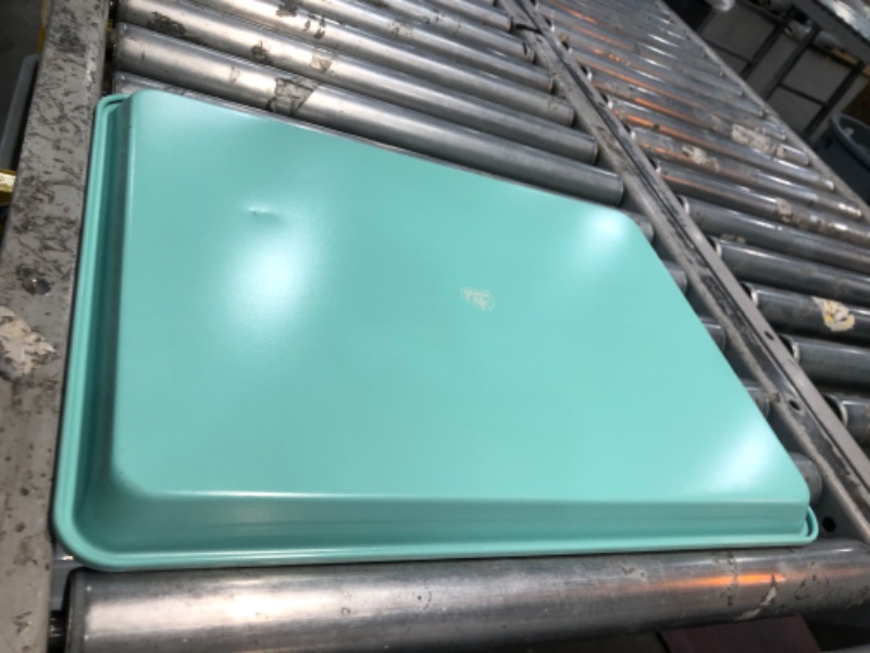 Photo 3 of **SMALL DENT** GreenLife Ceramic Non-Stick Large Turquoise Cookie Sheet