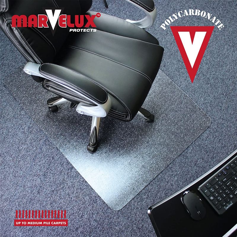 Photo 2 of 
Marvelux 30" x 48" Heavy Duty Polycarbonate Office Chair Mat for Low, Standard and Medium Pile Carpeted Floors | Rectangular Transparent Carpet...