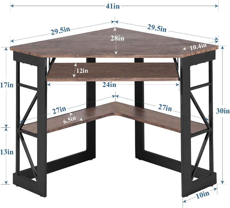 Photo 1 of 
Black--VECELO Corner Computer Desk 41 x 30 inches with Smooth Keyboard & Storage Shelves for Home Office Workstation,