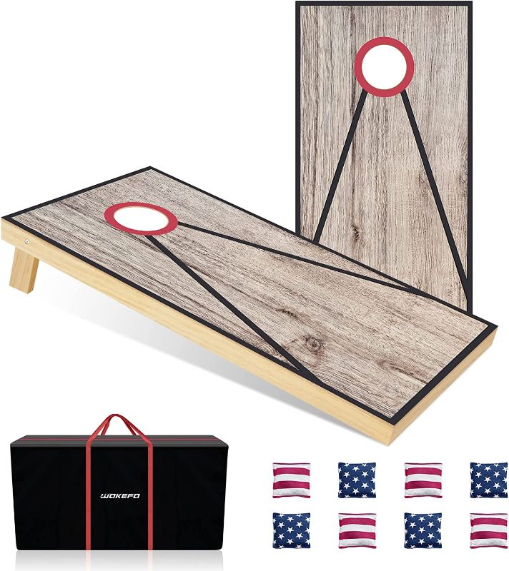 Photo 1 of 
Cornhole Set Corn Hole Game: 4'x 2' Corn Holes Outdoor Game Set Regulation Size with 2 Cornhole Boards, 8 Cornhole Bags
Color:4*2 cornhole set