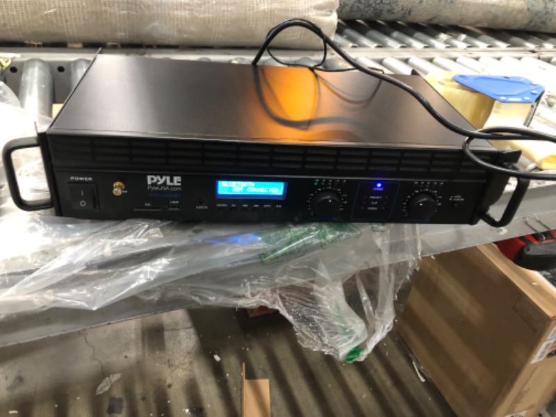 Photo 1 of 2-Channel Bluetooth Power Amplifier - 2000W Bridgeable Rack Mount Pro Audio Sound Wireless Home Stereo Receiver w/TRS XLR Input, LCD, Bridge Mode, Cooling Fan - Entertainment Speaker System - Pyle

