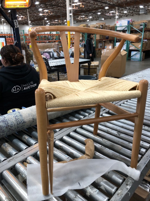 Photo 2 of ***SEE NOTES***Poly and Bark Weave Modern Wooden Mid-Century Dining Chair, Hemp Seat, Natural (Set of 2)
