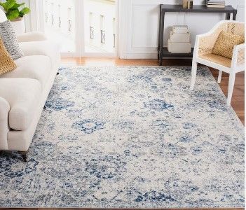 Photo 1 of 2'3 x 4 ' White/Royal Blue Indoor Distressed/Overdyed Vintage Area Rug