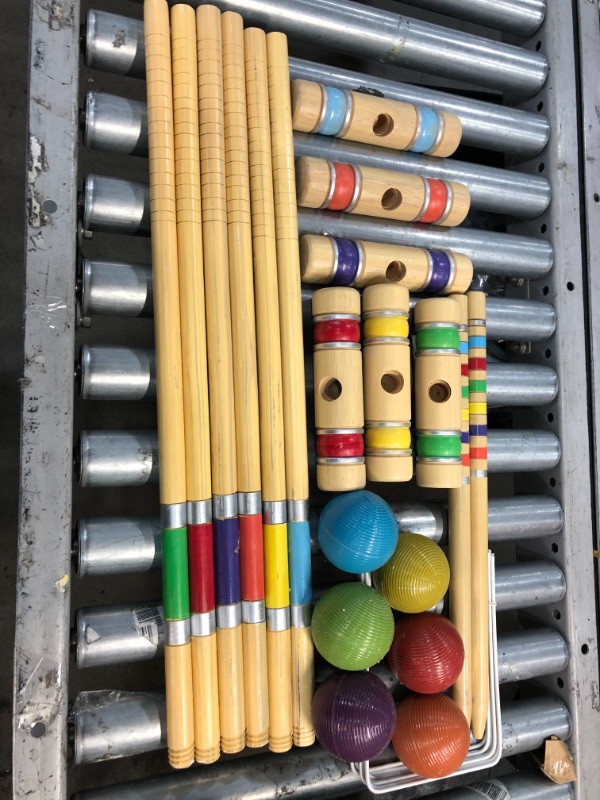 Photo 2 of ApudArmis Six Player Croquet Set with Premiun Rubber Wooden Mallets 28In,Colored Ball,Wickets,Stakes - Lawn Backyard Game Set for Adults/Teenagers/Family (Large Carry Bag Including)