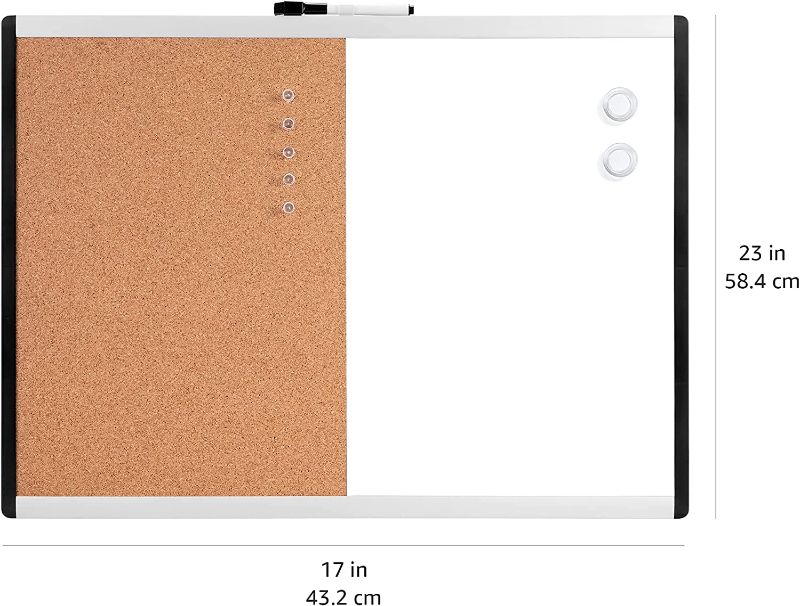 Photo 1 of Amazon Basics Magnetic Dry-Erase Board, Combo Board, Plastic/Aluminum Frame, 17" x 23"
